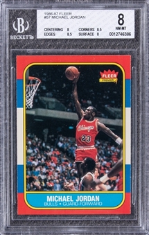 1986/87 Fleer #57 Michael Jordan Rookie Card - BGS NM-MT 8